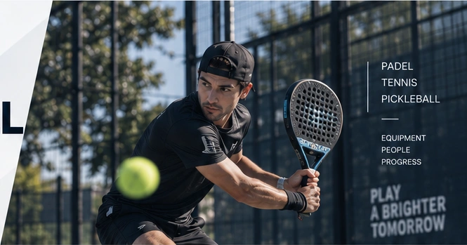 Padel action campaign artwork from the approved VCN mockup